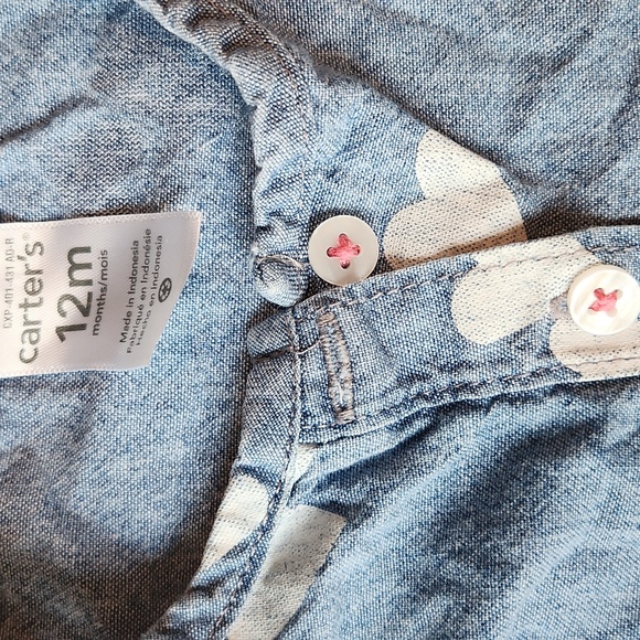 Carter's | Denim Heart Print Romper - Picture 4 of 8